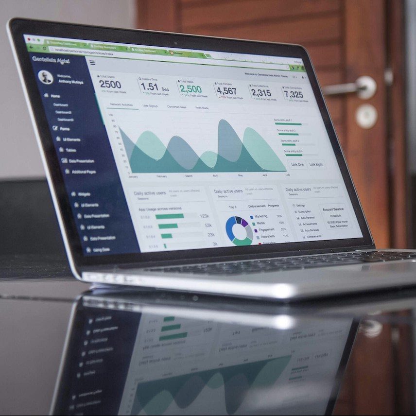 A laptop showing data from a digital marketing strategy