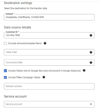 Google Ads data transfer 2